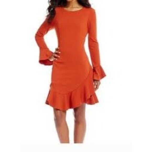 Gianni Bini Dresses & Skirts - Gianni Bini The In Crowd Bell Sleeve Ruffle tiered Sophie Dress burnt orange 6